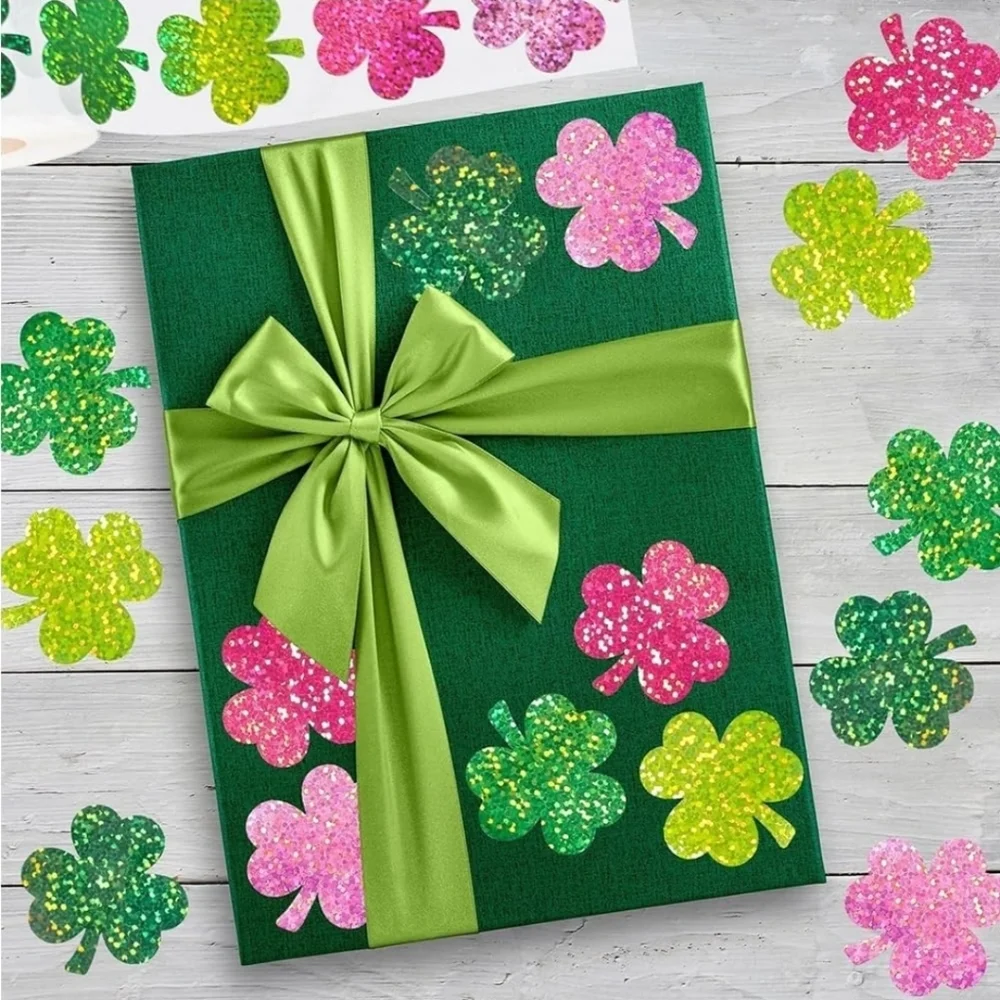 Glitter Shamrock Stickers, 50 Stickers